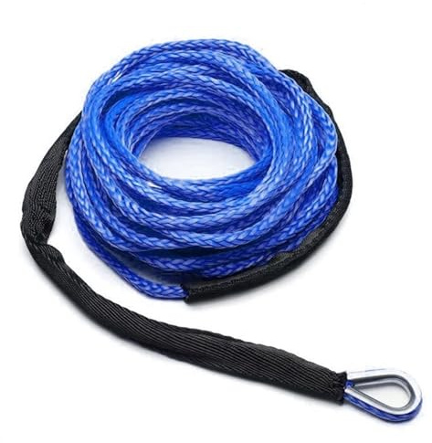 Corde de remorquage de 6 123,5 kg - Corde de treuil synthétique robuste - 26 m x 8 mm - Câble à 12 brins pour camions, bateaux, VTT, UTV, avec manilles - Outil de remplacement d'urgence idéal