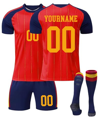 Coupe Monde 2026 Maillot Football Personnalisé avec Nom Nombre pour Garçon et Homme, Monde 2026 Ensemble Football Entraînement Tee Shirt Short et Chaussettes Respirant,Cadeau Garcon