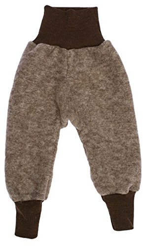 Cosilana Baby Pantalón con cintura de forro polar suave, 100% Lana Virgen KBT marrón 3 mes
