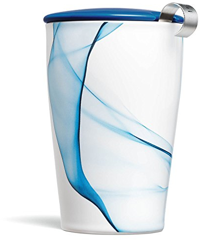 Tea Forte Kati Cup Teetasse aus Keramik mit Teesieb und Teesiebdeckel, Blau