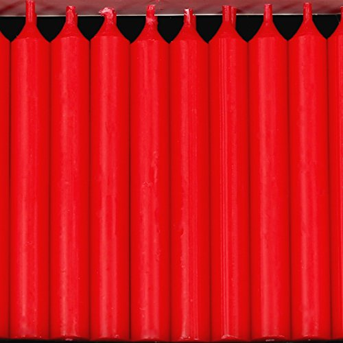 20 Baumkerzen durchgefärbt 110mm x Ø 13mm - Kerzen mit rückstandsfreiem Abbrand, 2,5h Brenndauer, rußarm, geruchsneutral, Farbe:Weihnachtsrot