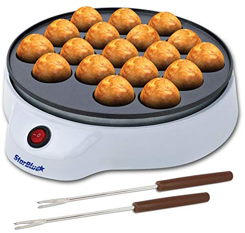 Takoyaki Maker by StarBlue with FREE Takoyaki picks - Easy and Simple to operate electric machine to make Japanese Takoyaki Octopus Ball, AC 220-240V 50/60Hz 650W, UK Plug, Europe Adapter Included