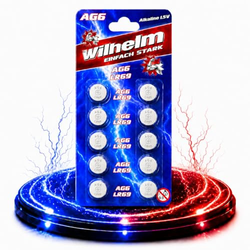 Wilhelm AG6 Alkaline Knopfzellen 1,5 V (LR69, LR921, 171, 371) – 10 Stück