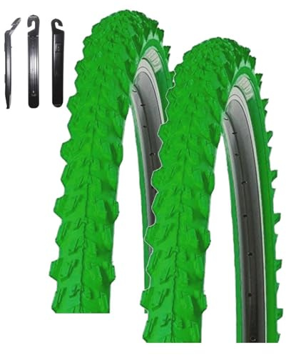 2 x Kenda 24 Pyscho K-829 MTB Fahrradreifen in Grün 50-507 (24 x 1,95) inkl. maxxi4you Reifenheber