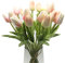 EasyLife 20 Tulipanes Artificiales de 32,5 cm, PU Real Touch, Flores Decorativas para Bodas, Hogar, Oficina, Fiesta, Mesa, Jardín, Navidad y Eventos en Interiores y Exteriores(Rosa Blanco y champán)