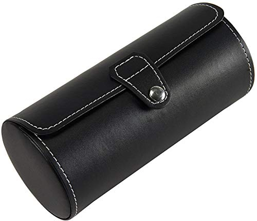 Voarge 3 Gitter Uhrenschatulle, schmuckaufbewahrung, PU Leder Schmucksachespeicherkasten Uhrenbox, Schwarz