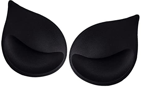 Perfeclan BH Einsatz Pads, Push-Up-Pad BH Einlagen, Bikini-Pads, Inserts Cup Lifter, Tröpfchenförmige Unterwäsche, Abnehmbare Atmungsaktiv Weich BH Einlagen, für Sport Bikini Bademode, Schwarz