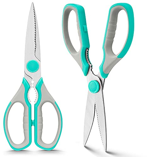 WELLSTAR Heavy Duty Kitchen Scissors, Sharp Kitchen Scissors Multipurpose Utility Stainless Steel Scissor, Kitchen Shears for Chicken,Meat, Vegetables, Herbs, BBQ, Bones, Nuts,2-Piece Set