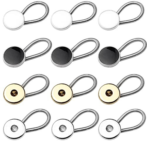 inodiref 12 Stück Kragenverlängerungen Metall Kragenknöpfe Verlängerungen Elastische Knöpfe für Kragen, Manschetten, Hemden, Kleider, Mäntel, Exquisit, Elegant, 4 Farben