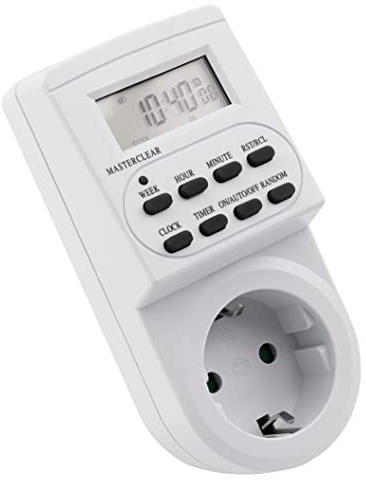 McPower Temporizador Digital AZ-62, 10 Programas, Ciclo 12/24h, con Batería de Respaldo, 3600W Máx., 230V, Ideal para Calefacción, Persianas, Luces Navideñas