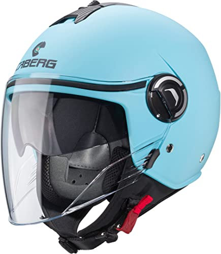 Caberg Jethelm RIVIERA V4 matt hellblau langes Visier Sonnenblende Demi-Jethelm, XL 61/62