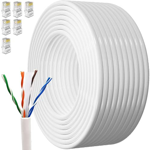 Lan Kabel 30 Meter, Cat 6 Netzwerkkabel Verlegekabel Weiß Ungeschirmt Lange Netzwerk Installationskabel Patchkabel 30 Meter Ethernet Kabel UTP 23AWG Rj45 Gigabit Internet Wlan Kabel