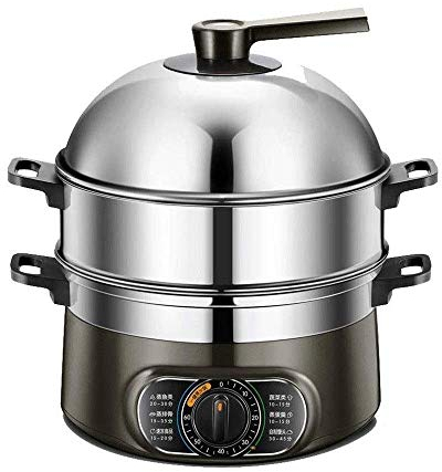 Vaporiera for alimenti, acciaio inossidabile, cottura a vapore for alimenti in acciaio inossidabile, cottura a vapore elettrica con coperchio in vetro, protezione contro il surriscaldamento, prese mul