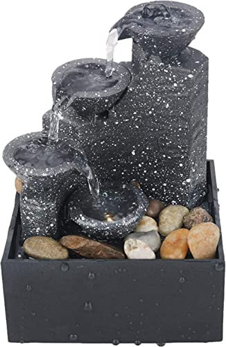 MISETA Fontana da tavolo per interni con cascata luminosa elegante fontana da tavolo casa ufficio camera da letto relax e meditazione 11x9x17cm