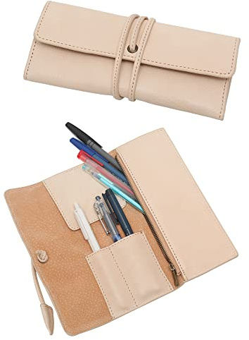 ZLYC Handgefertigtes Stifteetui aus Leder, weich, Rolltasche, Schreibwaren, Geschenk für Studenten