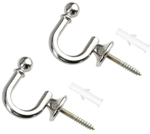 IBEIKE Curtain Tie Back Hooks Silver - 2 PCS Heavy Duty U-Shaped Metal Curtain Holdbacks, Wall Mounted Chrome Decorative Drapery Curtain Hooks for Tie Backs Fixings for Curtains Clothes Coat