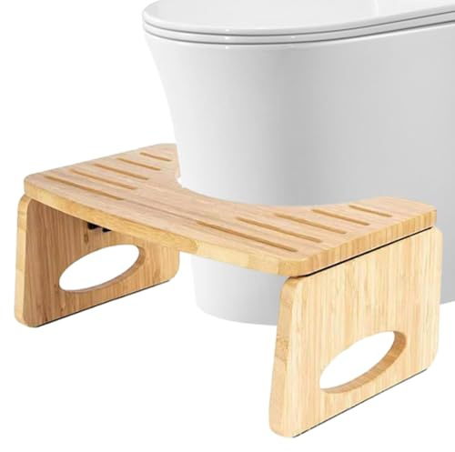 Zuasdvnk Sgabello da WC pieghevole in legno, con meccanismo fisiologico in legno, poggiapiedi pieghevole, per WC, 43 x 17 x 28 cm