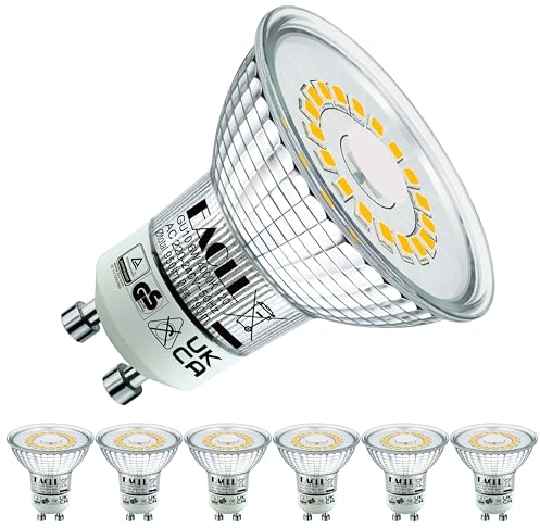 EACLL Lampadine LED GU10 bianco neutro, 6 W equivalenti alogene 90 W, confezione da 6, 4000 K, 790 lumen, non dimmerabili, illuminazione senza sfarfallio, fascio ampio 120 gradi, AC 230 V lampada a