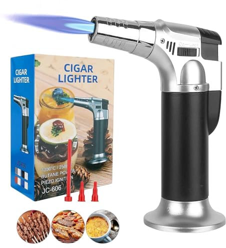 DMJJSD® Butane Torch Lighter - Refillable Kitchen Blowtorch for Crème Brûlée, Grilling & Brazing