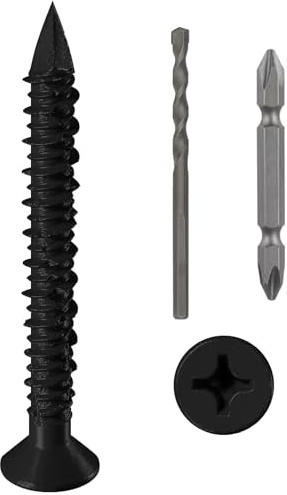WenSilon(30 PCS) 1/4x2-1/4 Black Concrete Screw Anchor Black Flat Head for Anchoring to Masonry, Block or Brick Stucco