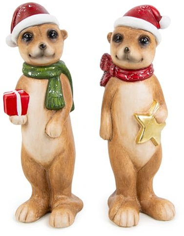 Logbuch-Verlag 2 lustige Santa Nikolaus Figuren Erdmännchen Weihnachtsdekoration Geschenk Weihnachten 24 cm