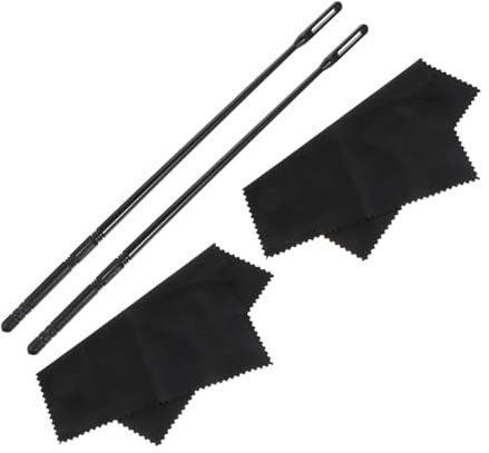Flötenreinigungsset mit Piccolo Reinigungsstab und Tuch | 4 Stück Schwarz , Leicht und Tragbar Baumwolle und Kunststoff für Flöte und Piccolo
