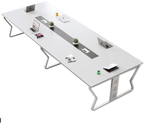 HOLGVE Konferenztisch, Großer Seminartisch for Geschäftstreffen, Weißer Schulungstisch for Führungskräfte, 240 cm Lang, for 8–10 Personen