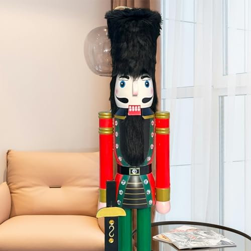 CDL Royal Guard Soldat Nussknacker mit Plüschmütze 1,5m XXL hoch rot und schwarz Weihnachten Nussknacker Weihnachten Deko K06