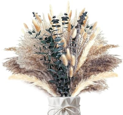 Abiyou Erba di Pampa Essiccata, Bouquet Fiori Essiccati, Pampa Naturale, Bouquet di Pampas Grass Essiccato, Erba della Pampas Decorative, Bouquet di Fiori secchi, per Matrimoni, Feste,Decorazioni Boho