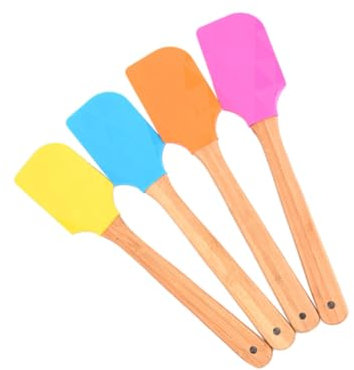Cabilock Set Di Spatole in Silicone Con Colori Misti Utensili Per La Cottura Di Torte Manico in Legno Antiaderente