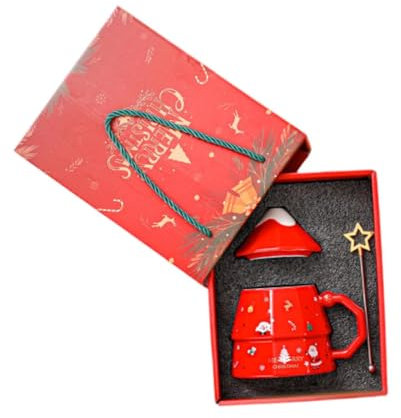 Gralara Weihnachtsbecher Weihnachtsbaum Becher Teetasse Getränke Trinkbecher süße Weihnachtsbecher, Rot