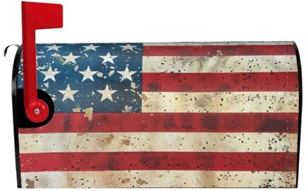 Copertina per cassetta postale stampata magnetica con bandiera americana, decorazione invernale di Natale, dimensioni standard e grandi