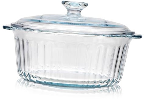 Cabilock Cacerola De Vidrio De Borosilicato De De 2 4 L Con Tapa Redonda Incluida Y Fuente Para Horno Apta Para Horno