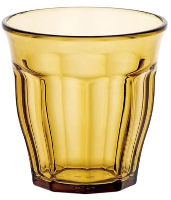 PEGANE Boite de 24 verres JIN 30cl, pour jus, thé ou de l′eau à verre transparent marron - Dimension: 9 x 9 cm