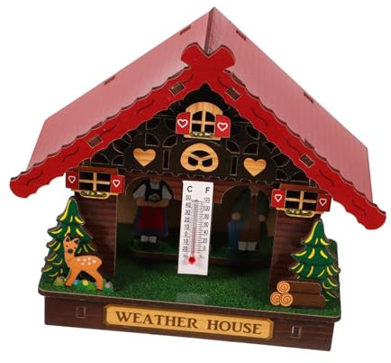 Yardenfun Stazione Meteorologica Con Igrometro Da Esterno Termometro E Barometro in Legno Per La Casa Con Monitoraggio Preciso Della Temperatura E Dellumidità Della Stanza.