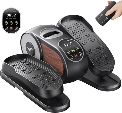 MERACH Under Desk Elliptical Machine, Leg Exerciser While Sitting for Seniors with Remote Control & 12-Speeds, Quiet Portable Electric Seated Pedal Exerciser Machine for Home Office (Black)