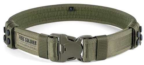 FREE SOLDIER Cinturón táctico de combate, cinturón externo ajustable, utilidad militar, para equipo de policía, para ejército, caza, actividades al aire libre (verde militar)