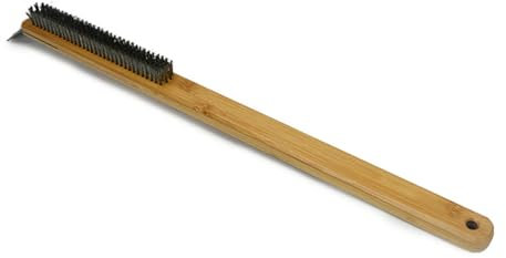 Long Wooden Handle Pizza Brush With Stone Scraper For Oven Cleaning And Burn Prevention For Baker And Professional Chefs