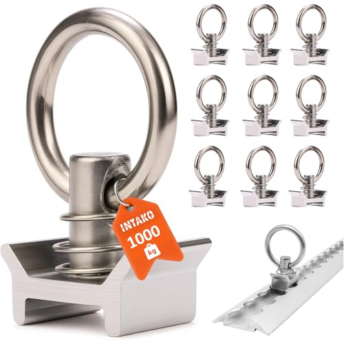 INTAKO 10 Stück Airline Fitting - Airlineschiene Zurröse mit Ring 1000 kg Tragfähigkeit - Haltering für Airline Schiene - PKW, Anhänger Zubehör