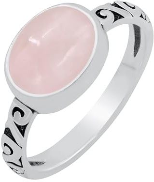 Anello solitario con pietra naturale da donna, in argento Sterling 925, forma ovale, realizzato a mano, leggero, gioiello alla moda, perfetto per anniversario di matrimonio e occasioni speciali, Small