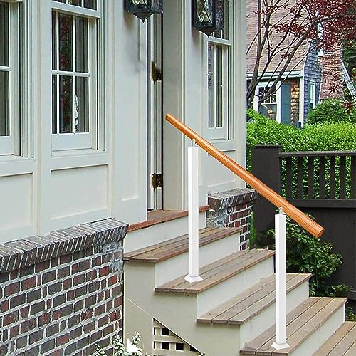 Scala in legno regolabile il ringhiera antiscivolo per esterni per 1-3 gradini kit di installazione di sicurezza per calcestruzzo/legno/mattone colore bianco H: 95 cm L: 160 cm
