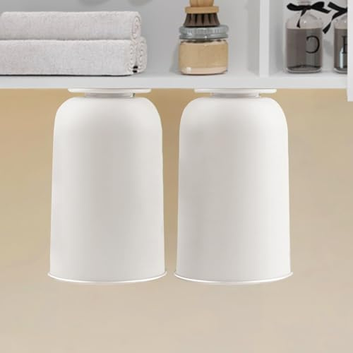 Loputon 304 Edelstahl Zahnbecherhalter, 360ml Großer Zahnputzbecher, Magnetischer Zahnputzbecherhalter Ohne Bohren, Badezimmer Zahnbürstenhalter für Paare und Familien (2 Stück, Weiß)