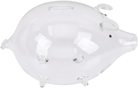 FUNOMOCYA Transparente und Niedliche Dekoration Spardose aus Glas in Schweinchenform zum Sparen mit Genug Kapazität zum Geburtstag oder Besonderen Anlässen für Kinder