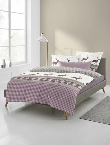 Bierbaum Bettwäsche 4036, Fein-Biber, Designed in Germany, Beere 60, 135x200 + 80x80 cm