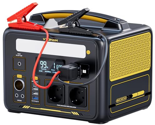 VTOMAN Jump 600X Tragbare Powerstation 600W mit Überbrückungskabel | 299Wh Solar Generator LiFePO4 Akku Stromgenerator Mobile Stromspeicher, Erweiterbare Kapazität für Camping Notfall