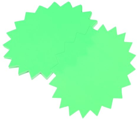 Veemoon 100 Blatt Fluoreszierende Preisschilder Explosion Form Mittlere Grün Leuchtende Preisetiketten aus Robustem Papier für Einzelhandel und Garage Einfach Beschriftbar und