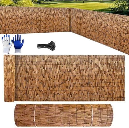 Canisse En Roseau Naturel Brise Vue Jardin Canisse Bambou 1m 1m50 1m80 Hauteur Rouleaux De Clôtures En Roseau Pour L'extérieur Canisse Bambou Écran De Confidentialité Décorative(H150xL300cm)