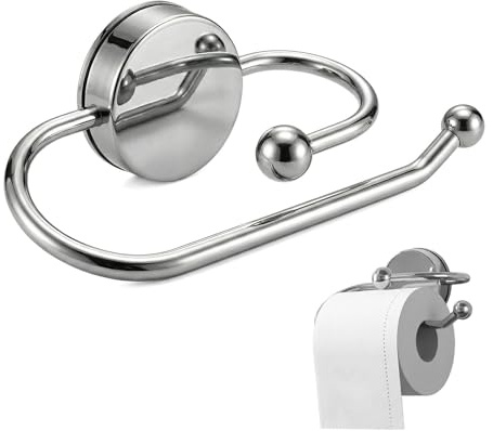 Toilettenpapierhalter Saugnapf aus 304 Edelstahl, WC papierhalter ohne Bohren, Moderner Badaccessoire für Badezimmer Küche Toilette (Silber)