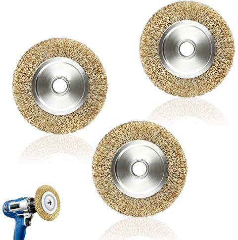 3PCS 115mm Wire Brush Wheel Weed Remover for Patio Cleaner | Heavy Duty Brass Wire Brushes for Joint Cleaning, Compatible with Ryobi RY18PCA-0 OPC1800 OPC1815 Patio Cleaners