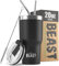 BEAST Mug Isotherme Cafe - 550ml I Noir Matt I Acier Inoxydable I Réutilisable, Tasses Isothermes I 2 Pailles et Brosse Nettoyage I Thermos Cafés de Voyage Double Paroi I Café Chaud ou Glacé